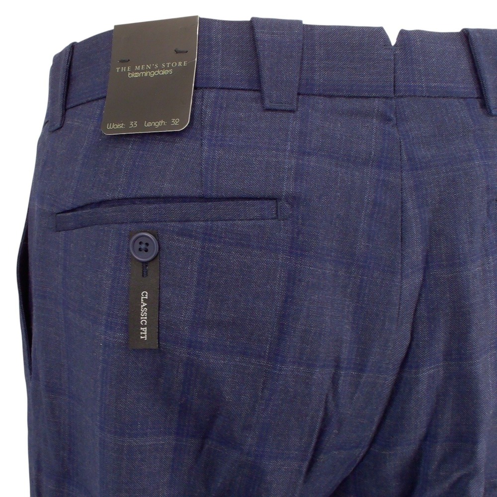 The Mens Store Bloomingdales Dress Pants Classic Fit Tonal-Check Wool Navy 33x32 - Picture 5 of 8